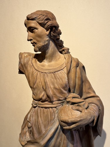 Christ bénissant - Grande terre cuite originale, France18e siècle - Sculpture Style Régence