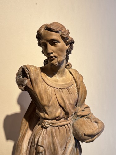 Sculpture Sculpture en Terre cuite - Christ bénissant - Grande terre cuite originale, France18e siècle
