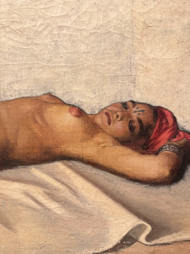 Paintings & Drawings  - Young Nude Oriental Woman Lying Down - Jean Dutey, Circa 1930.
