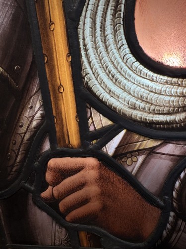 19th century - Saint George Or Saint Michael, Stained Glass Window, FRance 19th Century