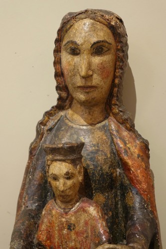 Vierge à l'Enfant, Sedes Sapientiae, Italie XIIIe siècle - Sculpture Style Moyen Âge