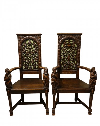 Paire de fauteuils néo-renaissance, France vers 1870