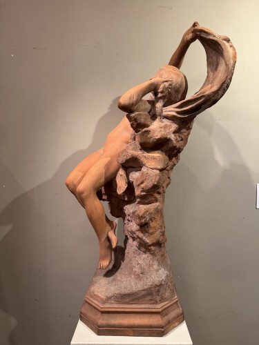 Jeune naïade, grande terre cuite -  A.FRAGONARD vers 1880 - Art nouveau