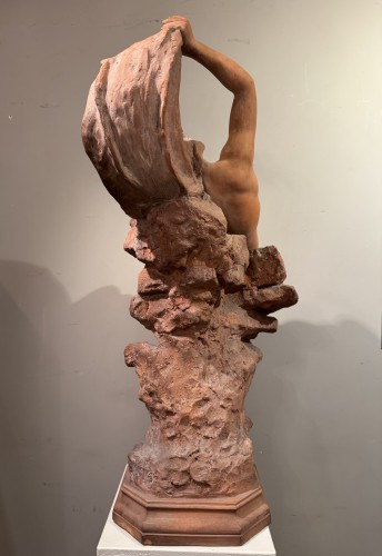 Antiquités - Jeune naïade, grande terre cuite -  A.FRAGONARD vers 1880