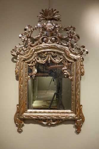 Louis XVI Silver Leaf Mirror - Mirrors, Trumeau Style Louis XVI