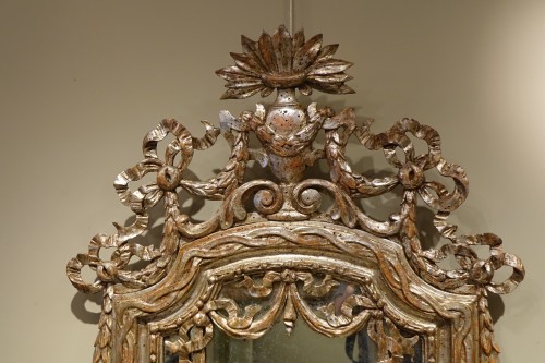 Mirrors, Trumeau  - Louis XVI Silver Leaf Mirror