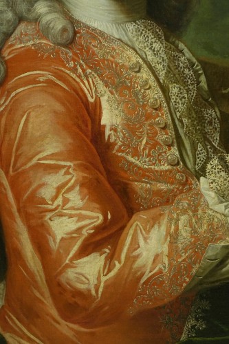 XVIIIe siècle - Portrait d'un gentilhomme tenant une tabatière, France vers 1730