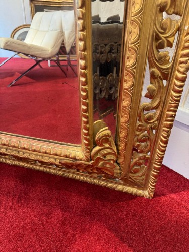 19th century - Large Mirror with Gilt Wood- Framework, late 19th Century
