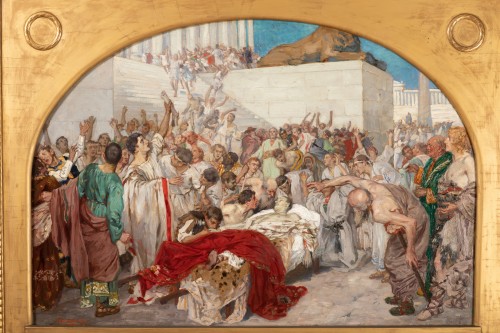 Mark Antony's Funeral Oration over the Corpse of Caesar, Robert Seuffert - Paintings & Drawings Style Art nouveau