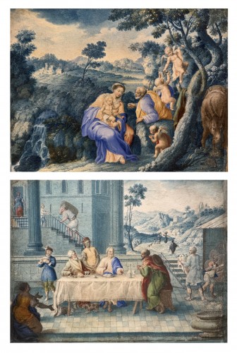 Paire de gouaches, France 17e siècle