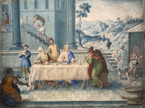 Paire de gouaches, France 17e siècle - Tableaux et dessins Style Louis XIV