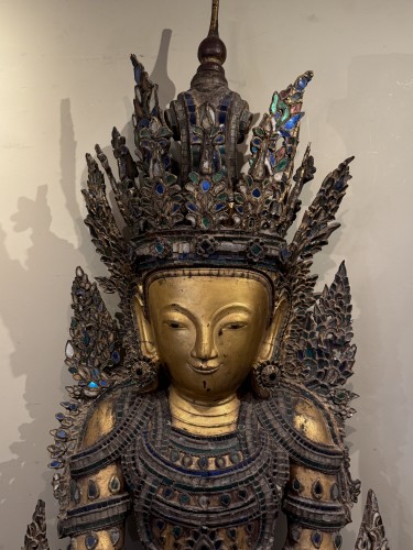 Monumental Bouddha Tai Yai, Burma 18th century - Asian Works of Art Style 