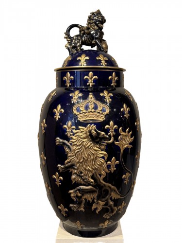 Grande potiche couverte, Keller et Guérin, Lunéville vers 1880