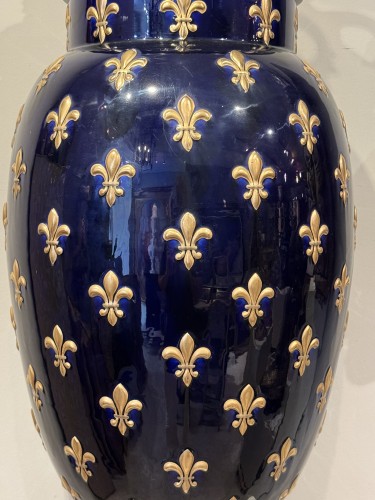 Art nouveau - Large Lunéville Earthenware Vase, Keller and Guérin 19th Century