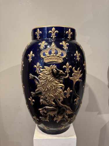 Antiquités - Large Lunéville Earthenware Vase, Keller and Guérin 19th Century