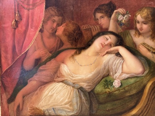XIXe siècle - Jeune femme alanguie sur une récamier, attribué à Natale Schiavone ( 1777-1858)