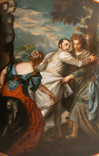 Antiquités - The Choice Of Hercules, Very Large Oil On Canvas, Italy 18th Century