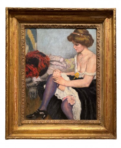 Jeune danseuse de French cancan se préparant, attribué à à Claude FIRMIN, vers 1890