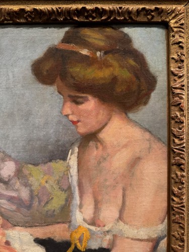 XIXe siècle - Jeune danseuse de French cancan se préparant, attribué à à Claude FIRMIN, vers 1890