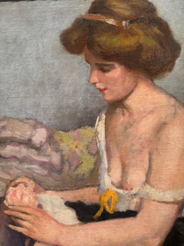 Art nouveau - Jeune danseuse de French cancan se préparant, attribué à à Claude FIRMIN, vers 1890