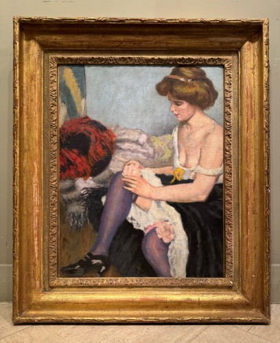 Antiquités - Jeune danseuse de French cancan se préparant, attribué à à Claude FIRMIN, vers 1890