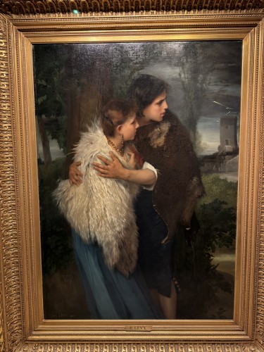 Paintings & Drawings  - A Shepherd Protecting A Young Woman From The Storm - Emile LEVY (1826-1890)