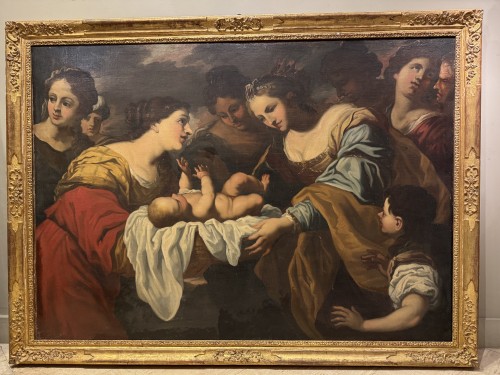 Moïse et la fille de Pharaon, école Génoise fin 17e début 18e - Tableaux et dessins Style Louis XIV