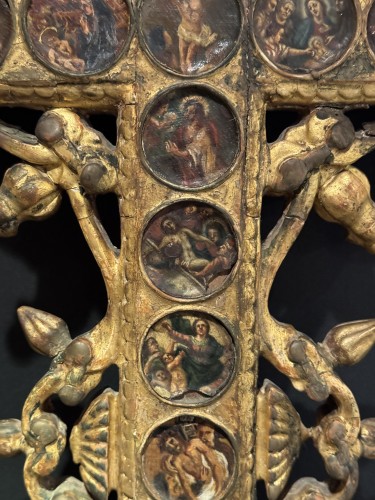 Grande Croix de procession, Italie 18e siècle - Art sacré, objets religieux Style Louis XV