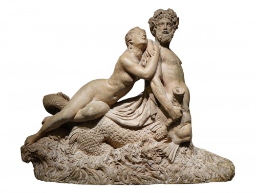 Marine Centaur and Nymph, Original Terracotta, French work, circa  1770