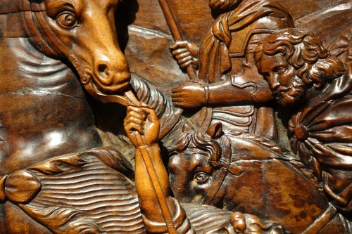 Sculpture Sculpture en Bois - Panneau en bois de cèdre sculpté du XVIIe siècle