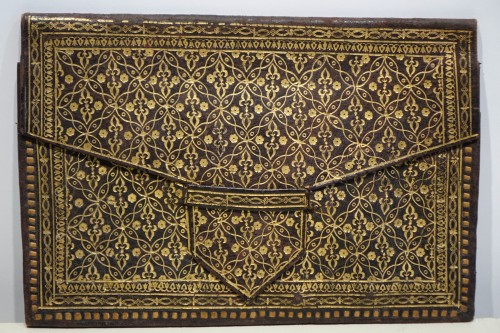 XIXe siècle - Pochette porte-courrier en maroquin rouge, 19e siècle