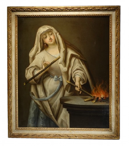 Vestal reviving the sacred fire, French school,18th c.