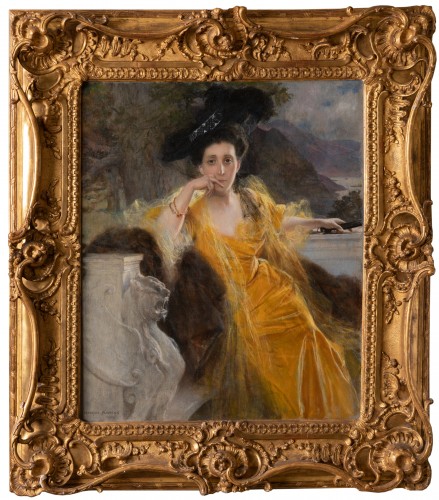 Tableaux et dessins Tableaux XIXe siècle - Portrait de Mme FOULD, datée 1903 - Francois FLAMENG (1856-1923)