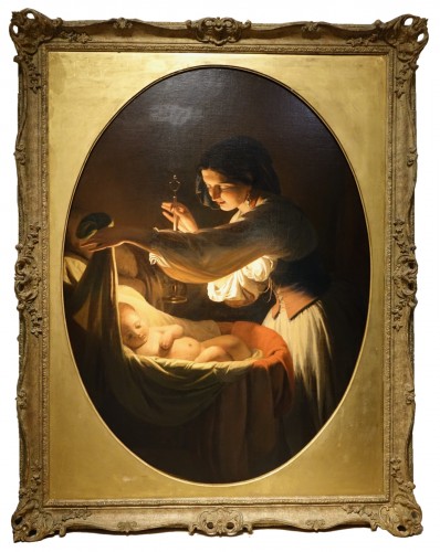 Young woman  cradle signed BOTTINI,1836