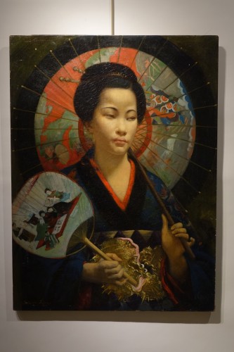 &quot;A young Japanese woman with a fan&quot;,signed F.LAFON, dated 1875 - Paintings & Drawings Style Napoléon III