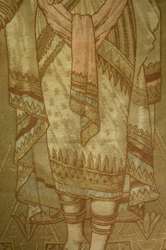 Art nouveau - Grande portière Orientaliste représentant une reine Mésopotamienne ( d'une paire),1880