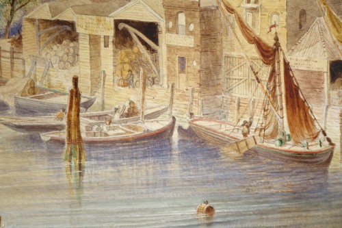 Tableaux et dessins Dessin, Aquarelle & Pastel - La cathédrale Saint-Paul vue du pont de Southwork - F.LLOYDS,datée 1878