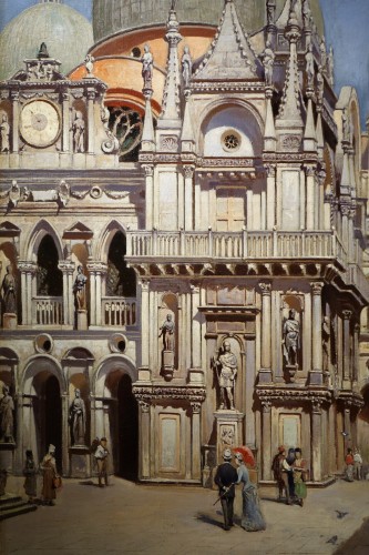 The Doges Palace in Venice- F.W.ODELMARK, 1889 - Paintings & Drawings Style Art nouveau