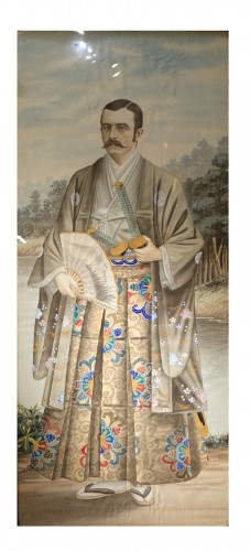 Portrait en pied d'un occidental en habit de samouraï, vers 1890