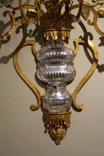 Très grande paire d'appliques en métal doré et verre ,maison BANCI,vers 1970 - La Crédence
