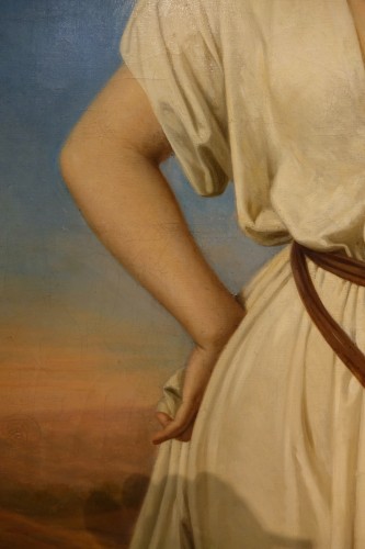 19th century - &quot;Young woman carrying water, Rebecca?&quot;,oil on canvas ,C.Spinetti, 1880