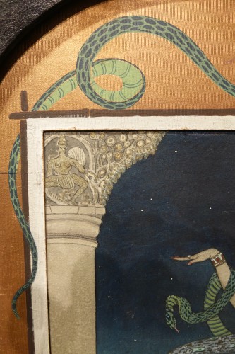 Antiquités - Princesse Emeraude - Aquarelle, gouache, huile signé F.LORENZI, 1929
