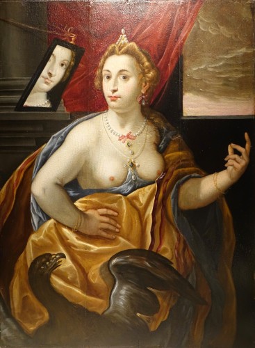 Portrait d'une Vénitienne, Italie fin 16e siècle - Tableaux et dessins Style Louis XIII