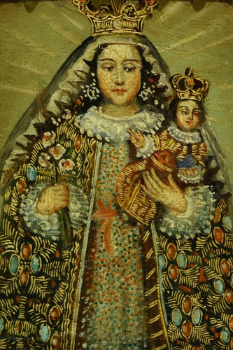 Art sacré, objets religieux  - Vierge à l'Enfant -  Mexique, 18e siècle