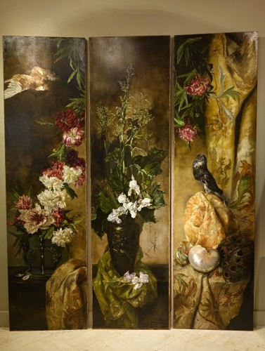 Trois grandes natures mortes, 1885 - Hermione von Preuschen (1854-1918) - Tableaux et dessins Style Napoléon III