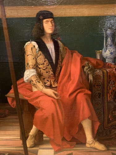 Jeune noble Vénitien posant pour son portrait - Edmond Lechevallier-Chevignard 1825-1902) - Tableaux et dessins Style Napoléon III