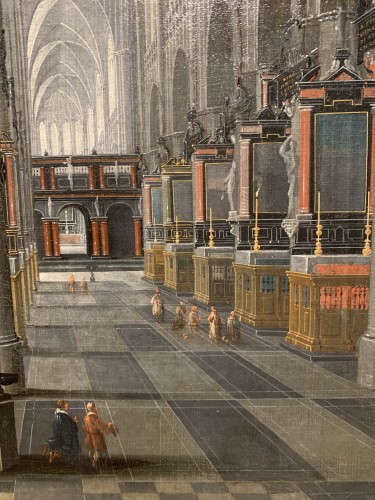 Tableaux et dessins Tableaux XVIIe siècle - Intérieur de la cathédrale d'Anvers, - Pieter NEFFS LE JEUNE (1620-1675)