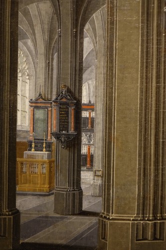 Intérieur de la cathédrale d'Anvers, - Pieter NEFFS LE JEUNE (1620-1675) - La Crédence