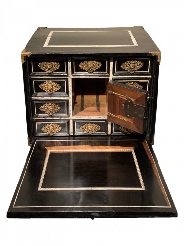 Cabinet in ebony, ivory and fruitwood veneer, Northern Italy 17th century