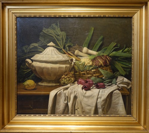 Large still life with vegetables and flowers, J.G.ANDERSEN, 1923